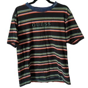 Guess Vintage Men’s 100% Cotton Striped Short Sleeve Shirt, Size M, EUC!